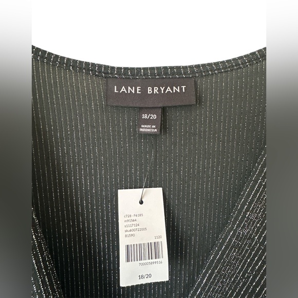 Lane Bryant Women’s Metallic Striped Black Evening Jumpsuit Wide Legged - 18/20 - Picture 5 of 9